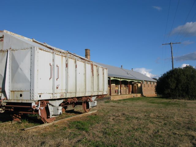 Binnaway Rail Heritage Barracks - Binnaway: Old rain truck outside the Barracks.