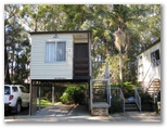 The Clog Barn Holiday Park - Coffs Harbour: High cabin with under cover parking.