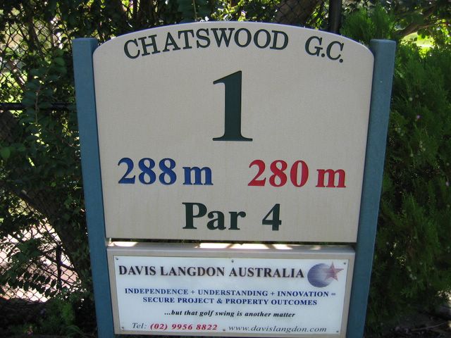 Chatswood Golf Course - Chatswood: Hole 1 - Par 4, 288 meters