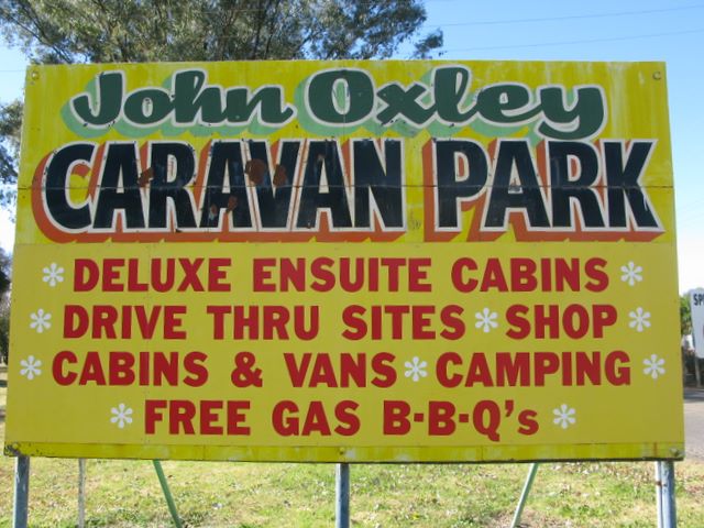 John Oxley Caravan Park - Coonabarabran: John Oxley Caravan Park welcome sign