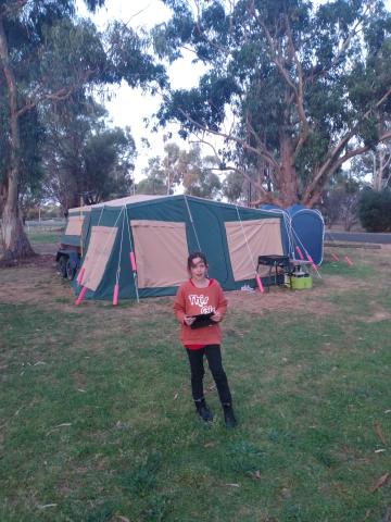 Coonalpyn Soldiers Memorial Caravan Park - Coonalpyn: Our stay and set up...2023 playground right out the front door.. and Hollie made many friends while staying there.