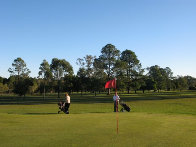 Coraki Golf Course - Coraki: Green on Hole 5 looking back along the fairway.