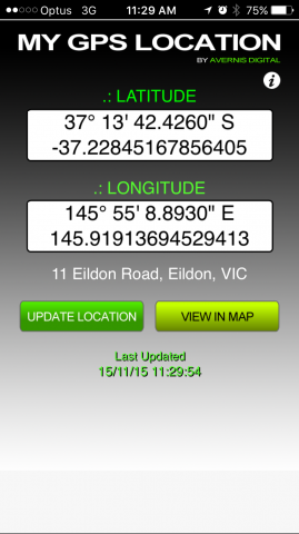 Eildon Pondage Holiday Park - Eildon: GPS Location taken outside the park.