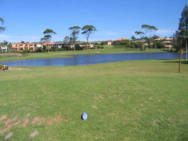 Emerald Downs Golf Course - Port Macquarie: Fairway view Hole 2 - the green is across the water