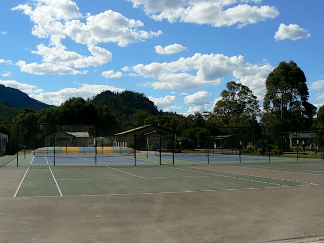 Parkgate Resort 2009 by Russell Barter - Halls Gap: Jumping pillow and court facilities