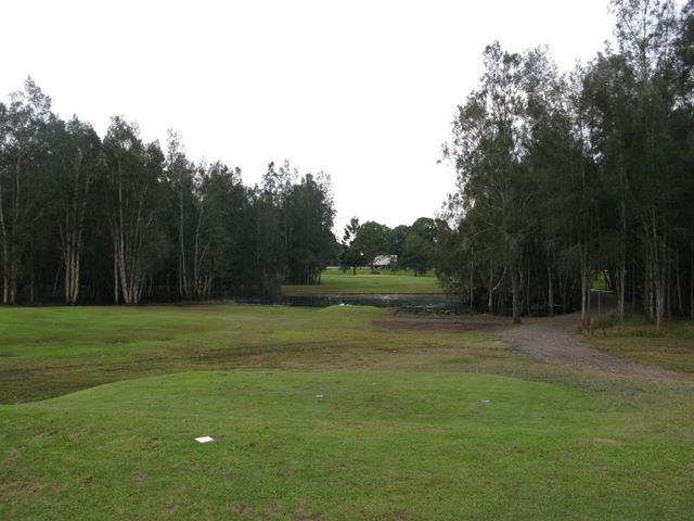 Macksville Country Club - Macksville: Fairway view on Hole 4 - note the water hazzard in the middle of the fairway.  This has broken the heart of many a golfer.