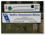 Maffra Golf Course Hole By Hole - Maffra: Hole 3 Par 4, 332 metres.  Sponsored by Maffra Sheetmetal Works.