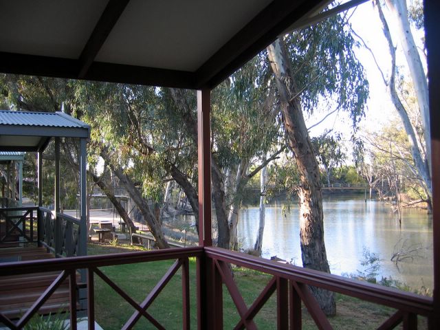 Moama Riverside Caravan Park 2006 - Moama: View of the Murray River from cottage verandah