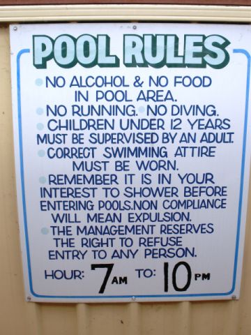 Gwydir Cara Park and Thermal Pools - Moree: Pool rules