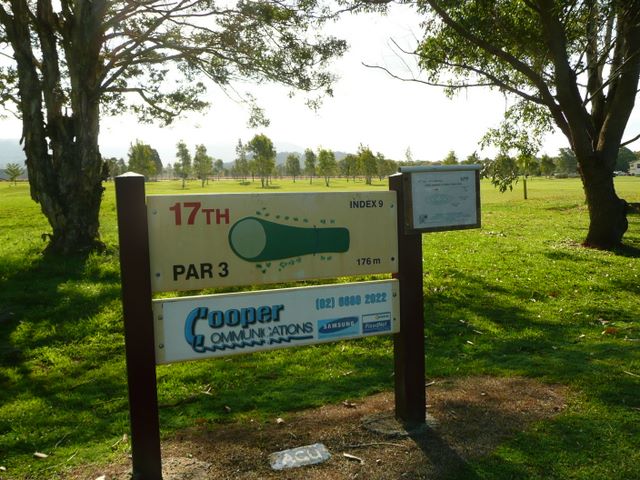 Mullumbimby Golf Course - Mullumbimby: Mullumbimby Golf Course Hole 17 Par 3, 176 metres.  Sponsored by Cooper Communications.