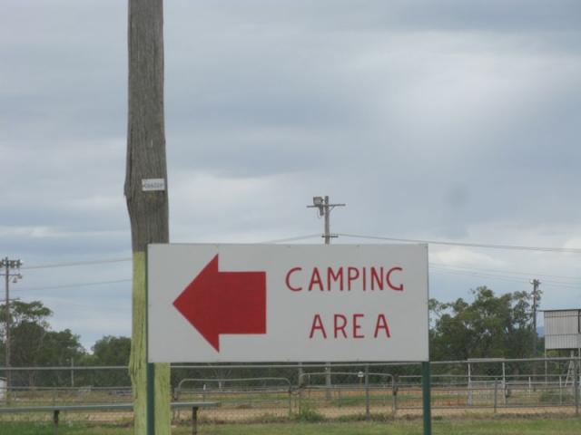 Narrabri Showground - Narrabri: Directions to the Camping Area are clearly marked.