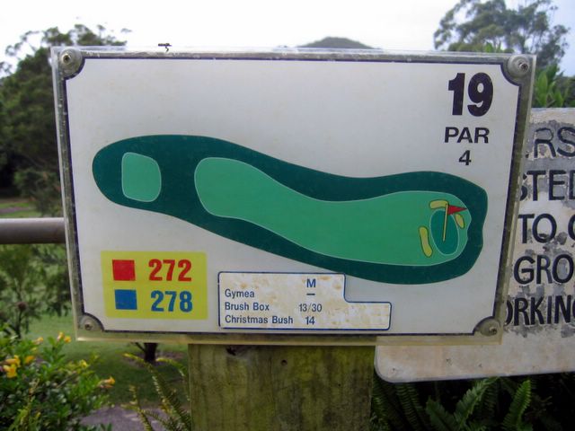 Nelson Bay Golf Course - Nelson Bay: Layout of Hole 19 - Par 4, 278 meters