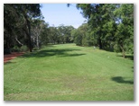 Nelson Bay Golf Course - Nelson Bay: Fairway view Hole 26 - you need to drive to the corner