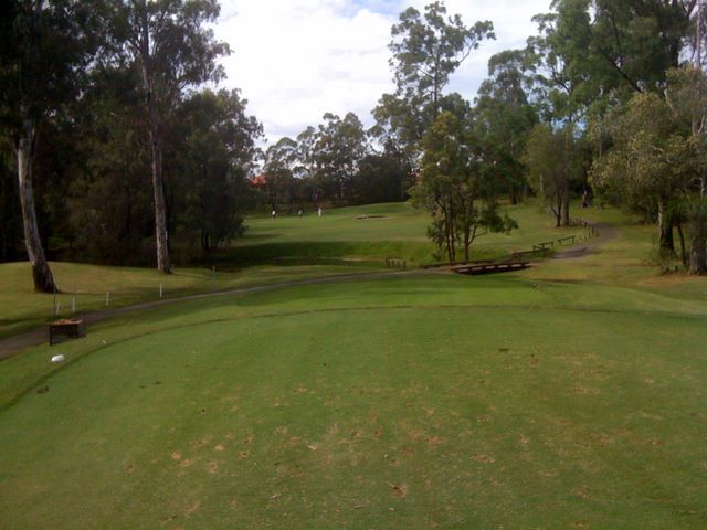 Parkwood International Golf Course - Parkwood, Gold Coast: Fairway view on Hole 7 with green in the distance