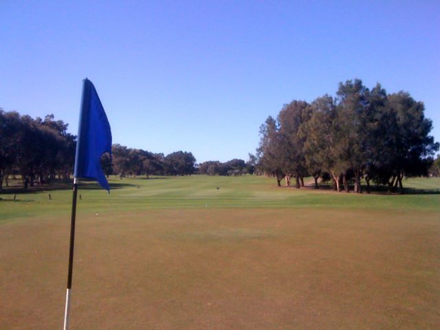 The Colonial Golf Course - Robina Gold Coast: Green on Hole 1 looking back along the fairway.