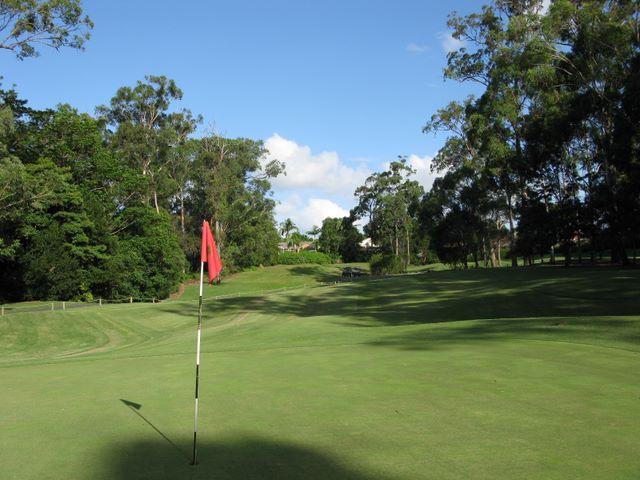 Robina Woods Golf Course - Robina: Green on Hole 8 looking back along the fairway.