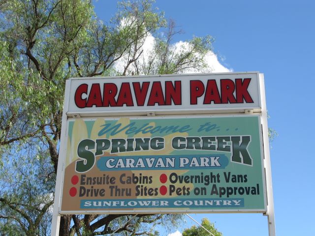 Spring Creek Caravan Park - Spring Creek: Spring Creek Caravan Park welcome sign.