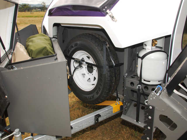 Vista RV Crossover - Bayswater: Vista RV Crossover - a sophisticated and rugged caravan: Storage areas and gas cylinder