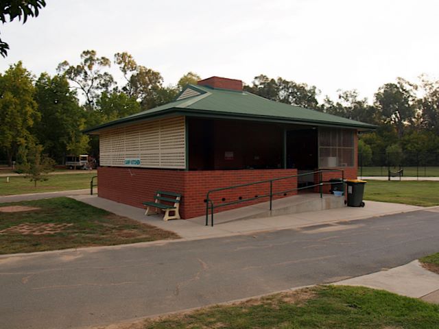 Painters Island Caravan Park by Russell Barter - Wangaratta VIC Album 2: Camp kitchen and BBQ area