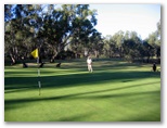 Yarrawonga & Border Golf Club - Mulwala: Green on Hole 15 looking back along fairway