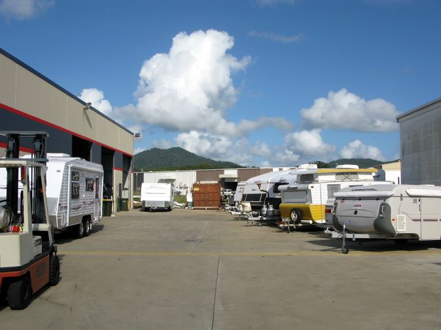 ABCO Caravan Sales Repairs Services - Coffs Harbour: Overview of the workshop access.