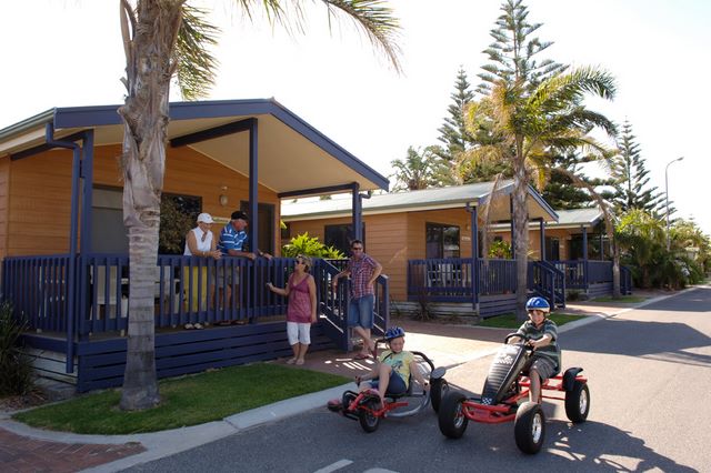 BIG4 Adelaide Shores Caravan Resort - West Beach: Deluxe cabins with trikes for kids.