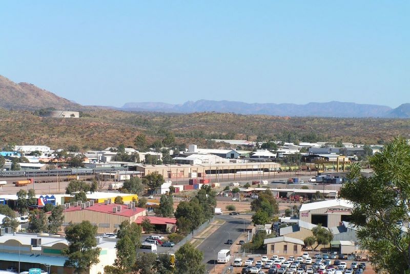 Alice Springs Northern Territory - Alice Springs: Alice Springs station view to West MacDonnell Ranges