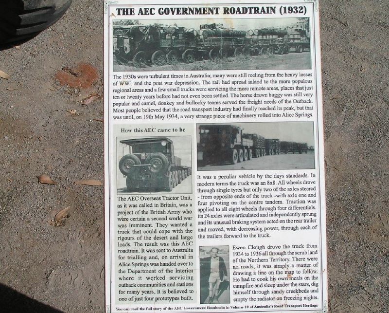Alice Springs Northern Territory - Alice Springs: Historical information about the AEC Government Roadtrain