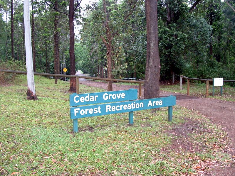 Amamoor Creek Campground - Amamoor State Forest: Entrance to Cedar Grove Forest Recreation Area
