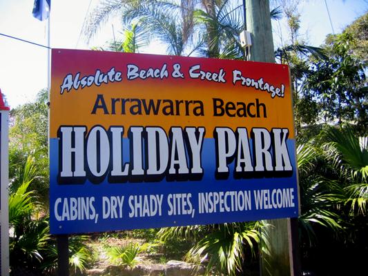 Arrawarra Beach Holiday Park - Arrawarra: Arrawarra Beach Holiday park welcome sign.