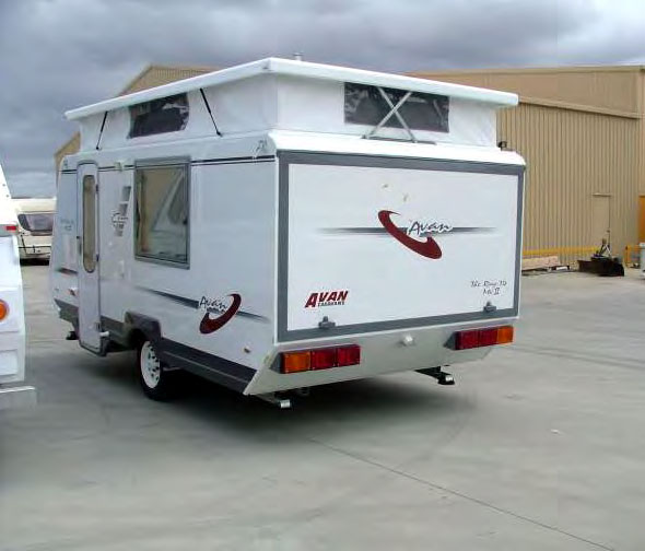 A'van Campers, Caravans, Motorhomes - Penrith: The slide-outs rear door lifts easily with the assistance of heavy duty gas struts, and the back wall slides smoothly outwards locking into place.