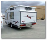 A'van Campers, Caravans, Motorhomes - Penrith: The slide-outs rear door lifts easily with the assistance of heavy duty gas struts, and the back wall slides smoothly outwards locking into place.