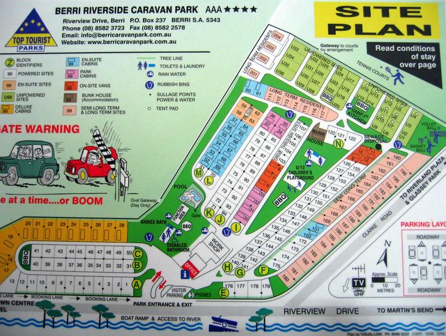 Berri Riverside Caravan Park - Berri: Park site layout