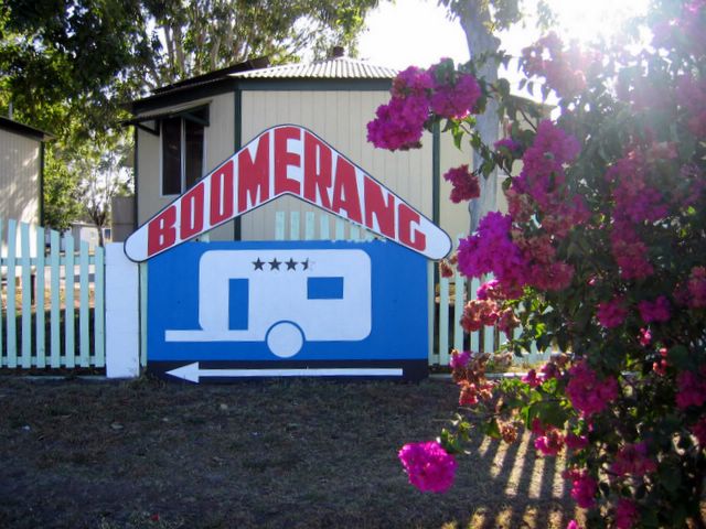 Boomerang Caravan Park - Biloela: Boomerang Caravan Park welcome sign