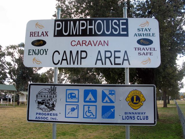 Pumphouse Caravan Camp Area - Binnaway: Binnaway Pumphouse Caravan Camp Area welcome sign