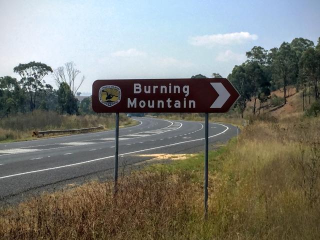 Burning Mountain Reserve - Murulla:   Turn off sign on the  New England highway. 