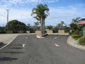 Horseshoe shape check-in area for caravans at Ulladulla Holiday Village