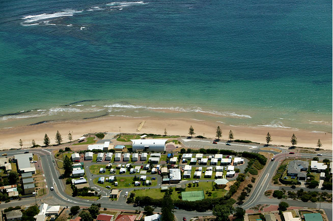 Aerial view of Christies Beach Tourist Park