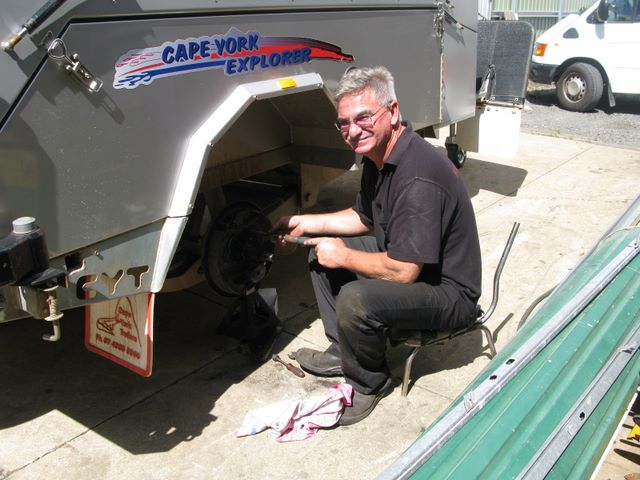 Brakepoint - Coffs Harbour: Camper trailer drums being repairs on a Cape York Explorer.