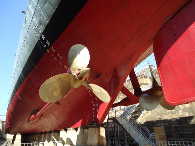 BIG4 Brisbane Northside Caravan Village - Aspley: Big propelers of the Diamantina in dry dock at Maritime museum.
