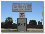 Silverland Caravan Park - Broken Hill: Sign at exit to the park