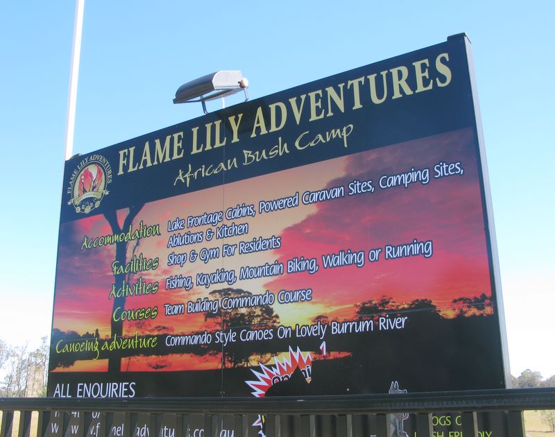 Flame Lily Adventures Caravan Park - Burrum River: Welcome sign