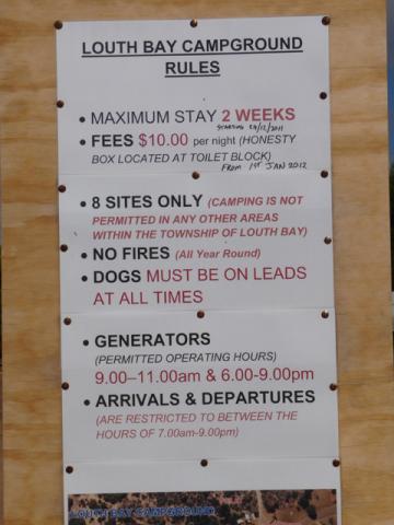 Louth Bay Camping Ground - Butler: Rules and prices