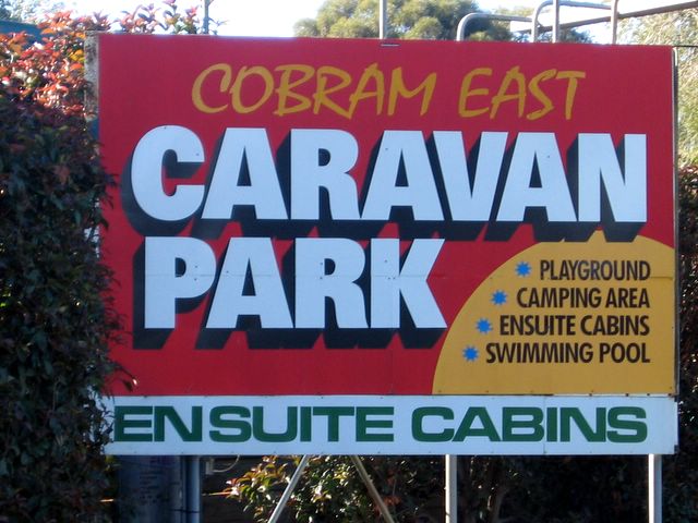 Cobram East Caravan Park - Cobram: Cobram East Caravan Park welcome sign