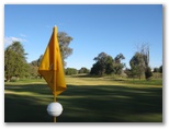 Cowra Golf Club - Cowra: Green on Hole 6 looking back along the fairway.