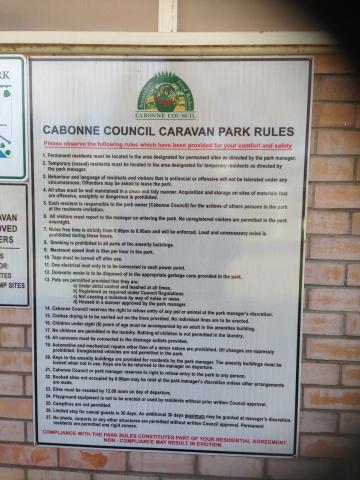 Cudal Caravan Park - Cudal: Park rules