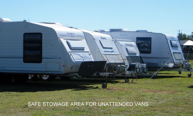 Kimberley Entrance Caravan Park - Derby: Safe stowage area for unattended vans