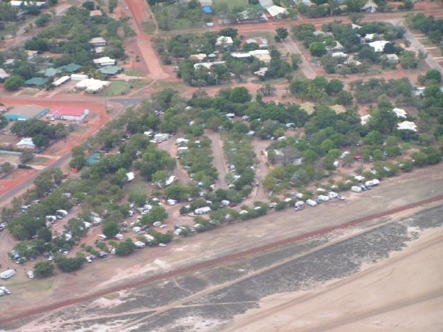 Kimberley Entrance Caravan Park - Derby: Derby and aerial View of the Caravan Park and part of the township, a good view of some of the famous Derby Mud Flats also evident. This is a must see flight if you have he time takes about 2.5 hours.
The Caravan park is well kept and large.