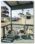 Joalah Holiday Park - Durras North: View from the deck of the Waterview Standard Cabin