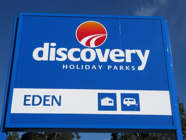 Discovery Holiday Park - Eden: Discovery Holiday Parks welcome sign